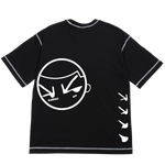 Black SlowFast Screenprinted Graphic Tee, White contrast stitching