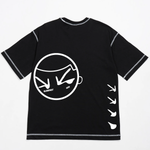 Black SlowFast Screenprinted Graphic Tee, White contrast stitching