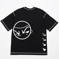 Black SlowFast Screenprinted Graphic Tee, White contrast stitching